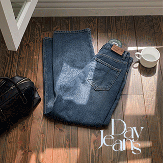 Day Jeans No.3 프리미엄 세미와이드 데님 진 (리사이클 원단) pants 벚꽃룩